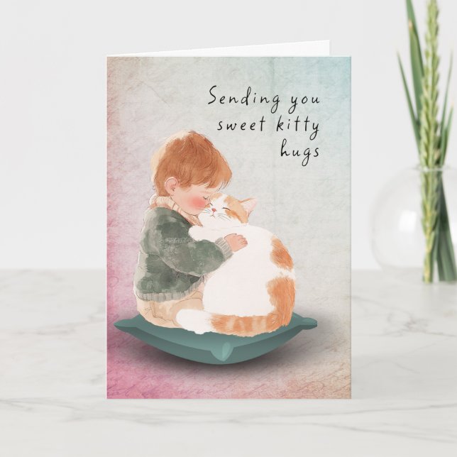 Att du skickar Hugs Boy och Cat Kort (Framsida)