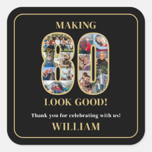 Att Få 80 att Se Bra Foto Collage 80-årsdag Fyrkantigt Klistermärke