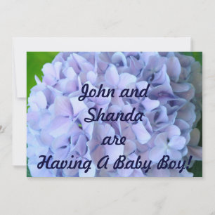 Att få en babypojke! Blå blommiga dopkort Inbjudningar