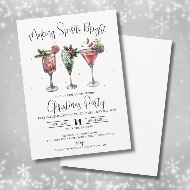 Att Få Julstämning Jul Cocktailfest Inbjudningar (Elegant Cocktail Christmas Party Invitation)