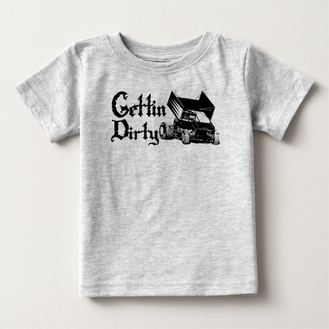 Att få smutsar ner sprintar bilen tee shirt (Framsida)