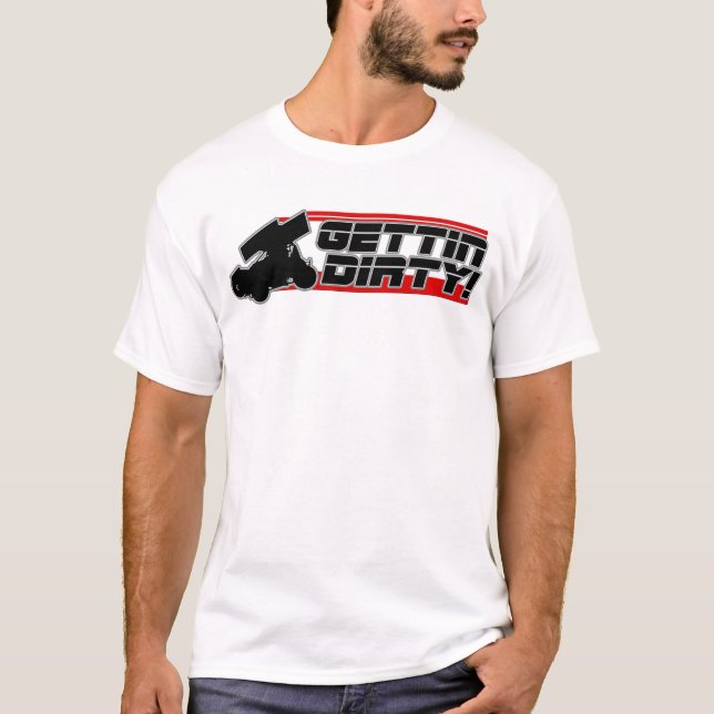 Att få smutsar ner sprintar bilen tee shirt (Framsida)