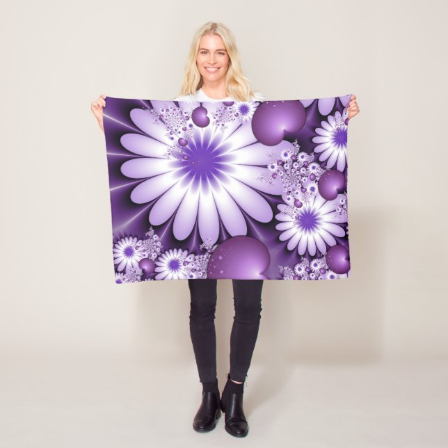 Att falla i abstrakt kärlek Blommor & hjärtan frak Fleecefilt (På plats)