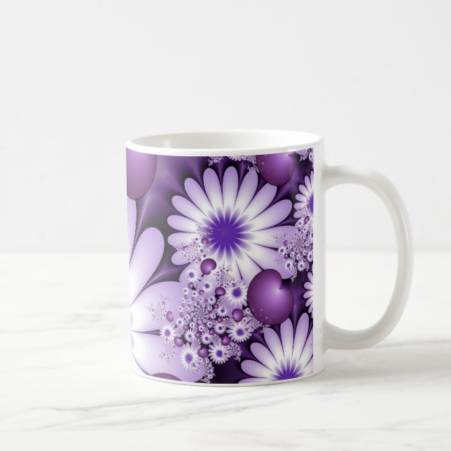 Att falla i kärlek Abstrakt blommor & hjärtan frak Kaffemugg (Höger)