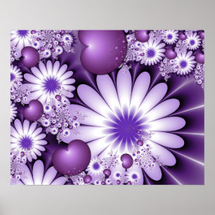 Att falla i kärlek Abstrakt blommor & hjärtan Frak Poster