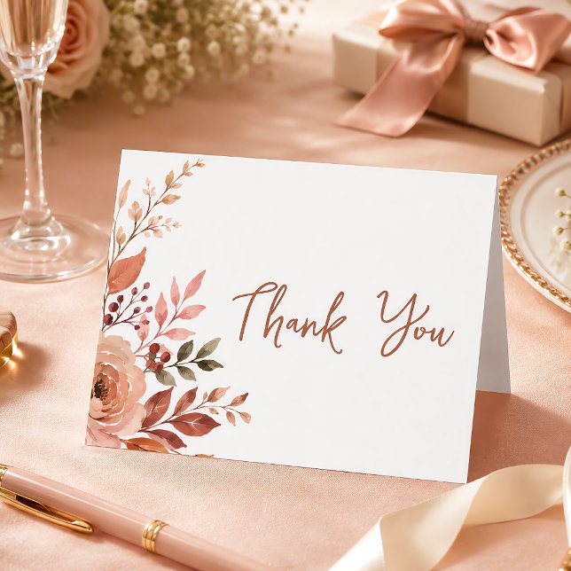 Att falla i kärlek Rustik blomster Burgundy Anpass Tack Kort (Falling In Love Rustic Floral Burgundy Custom Thank You Card)
