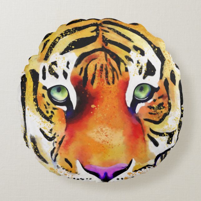 Att fånga majestätet: En tigers blick Rund Kudde (Framsidan)