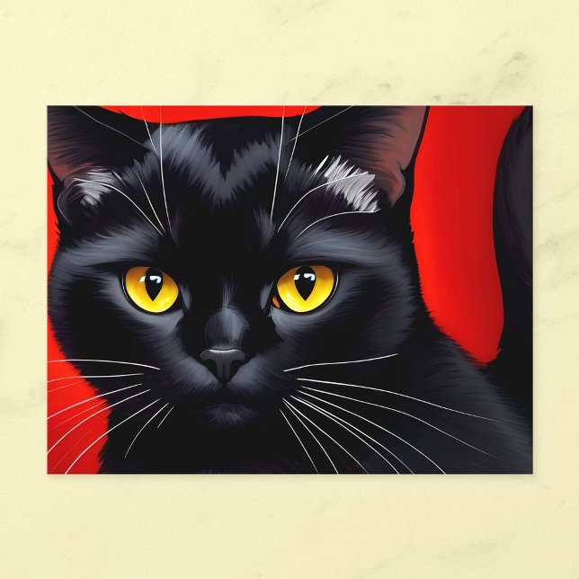 Att fånga svart kattkonst vykort (Skapare uppladdad)