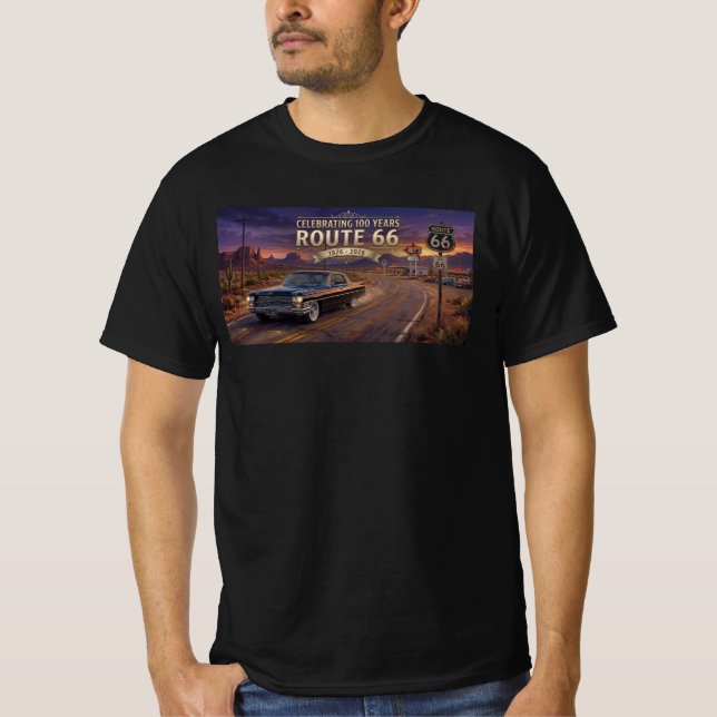 Att fira 100 år: Route 66 T Shirt (Framsida)