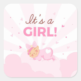 Att fira det är en flicka fyrkantigt klistermärke