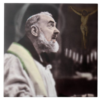 ATT FIRA FÖR ST PADRE PIO SAMLAS KAKELPLATTA