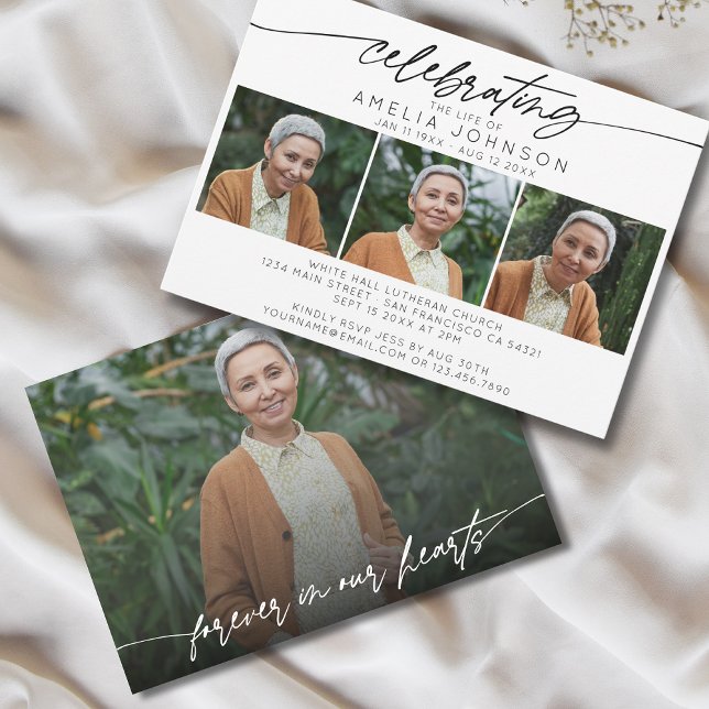 Att fira foto Collage Funeral Inbjudningar (Skapare uppladdad)