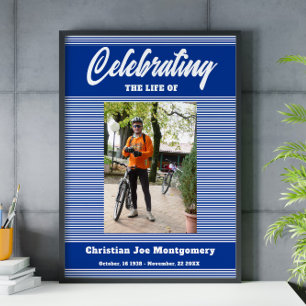 Att fira livet Photo Blue Rand Funeral Poster