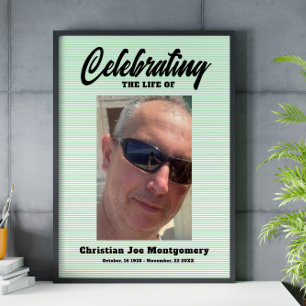 Att fira livet Photo Grönt Rand Funeral Poster