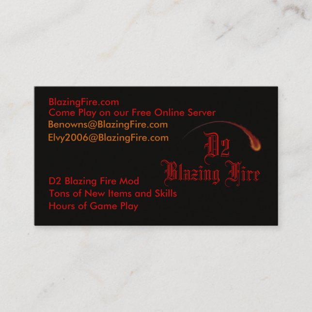 Att flamma D2 avfyrar kort (Framsida)