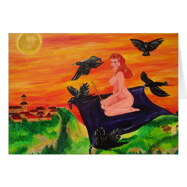 Att flyga mattar hälsningskort (Framsidan Horizontal)