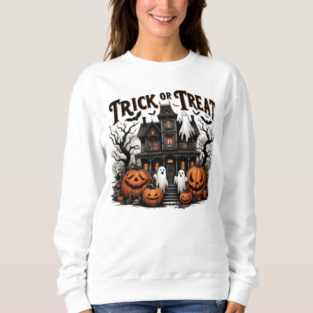 Att flyga natten med spöken och pumpor! t shirt (Framsida)