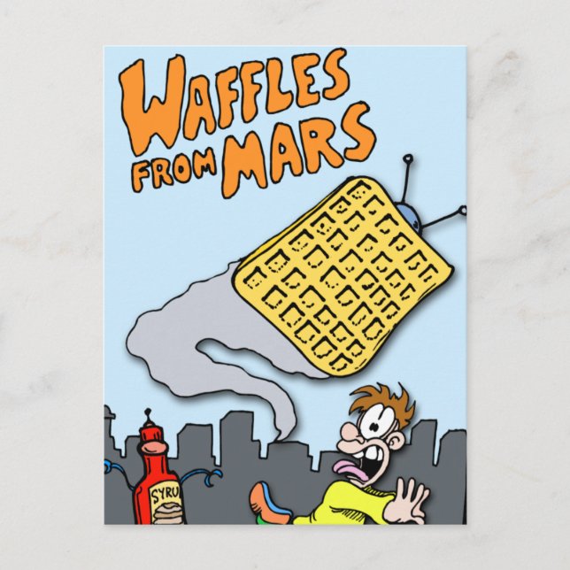 Att flyga Waffles från Mars! Vykort (Framsida)
