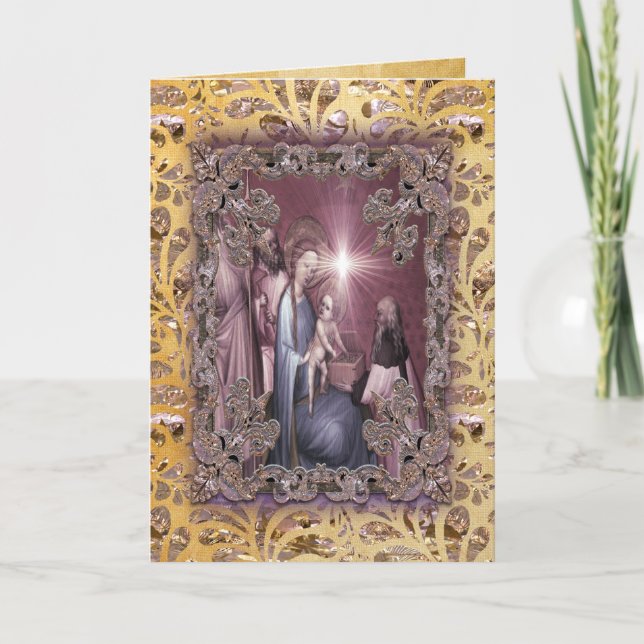 Att ge Baby Jesus gåvor Helgkort (Framsida)