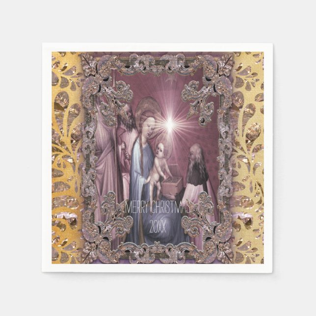 Att ge Baby Jesus gåvor Pappersservett (Framsidan)