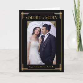 Att gifta sig art déco och god julhälsningkort helgkort