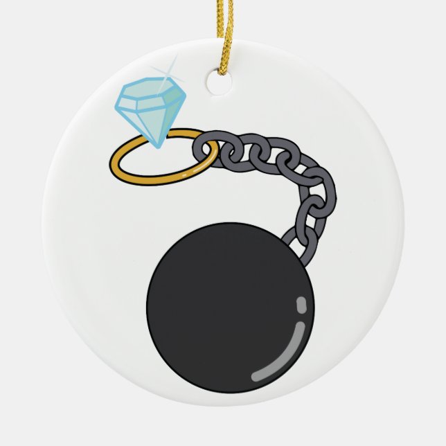 Att gifta sig boll och kedjar julgransprydnad keramik (Framsidan)