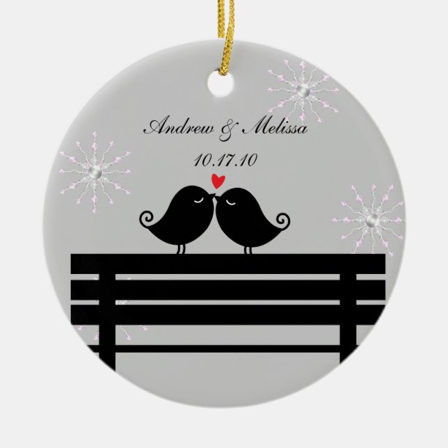 Att gifta sig daterar; Att gifta sig vår första Julgransprydnad Keramik (Framsidan)