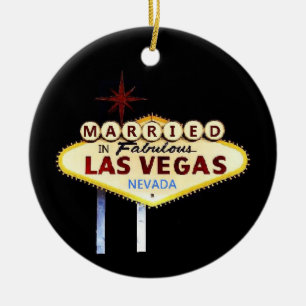 ATT GIFTA SIG i Las Vegas minnessakprydnad Julgransprydnad Keramik