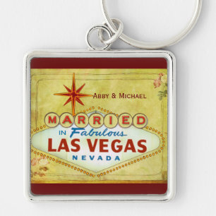 Att gifta sig i sagolika Las Vegas - vintage Fyrkantig Silverfärgad Nyckelring