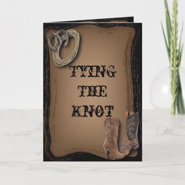 att gifta sig western cowboy stövlar bröllop tack kort (Framsida)