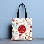 Att göra billigare än terapi - roligt köksrött tygkasse<br><div class="desc">Det är ett färglöst kök som kallas mönster med den redigerbara texten "Baking is cost are than Therapy Funny Kitchen Red Tote bags" (Baking är billigare än terapi) i modern manusstil. Perfekt till dem som gillar att baka, laga mat och vara i köket till jul, födelsedag, Mors dag. Designad av...</div>