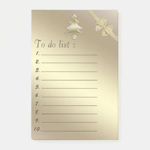 "Att göra lista" i det moderna guld Julgran Post-it Block