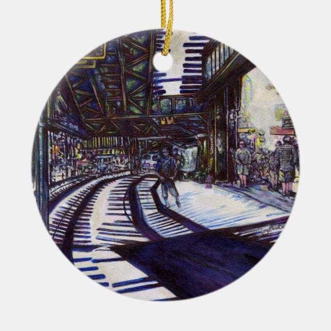 Att göra Piano-pianot mörkt Julgransprydnad Keramik (Framsidan)