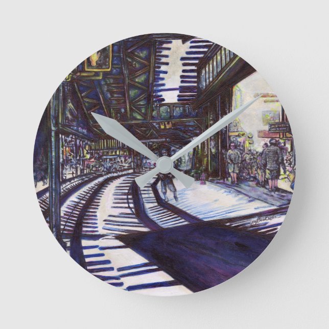 Att göra Piano-pianot mörkt Rund Klocka (Framsida)