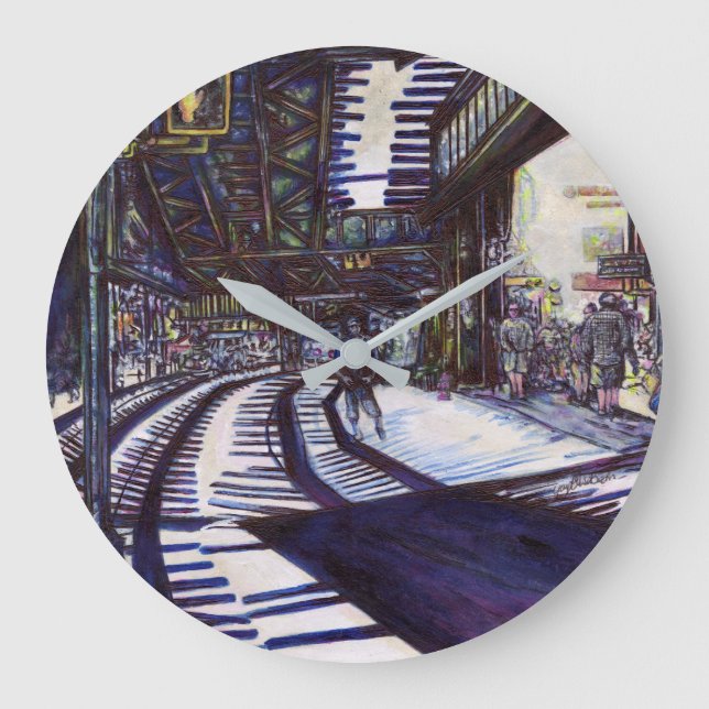 Att göra Piano-pianot mörkt Stor Klocka (Framsida)