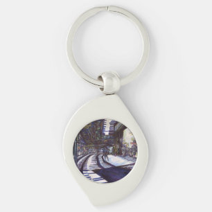 Att göra Piano-pianot mörkt Swirl Silverfärgad Nyckelring