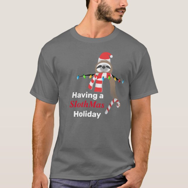 Att ha en SlothMas-helg julbelysning T Shirt (Framsida)