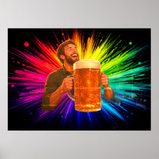 Att ha kul med min stora öl på en vägg poster