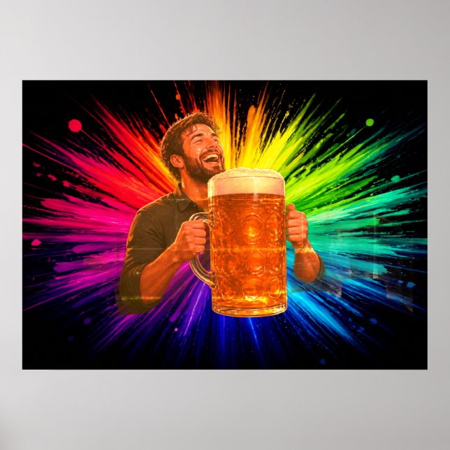 Att ha kul med min stora öl på en vägg poster (Framsidan)