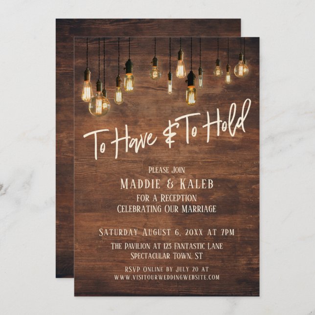 Att ha och att hålla bruna trädgårdslampor av Edis Inbjudningar (Fram/baksida)