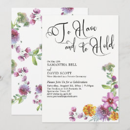 Att ha och att hålla manus & Vildblomsreception Inbjudningar