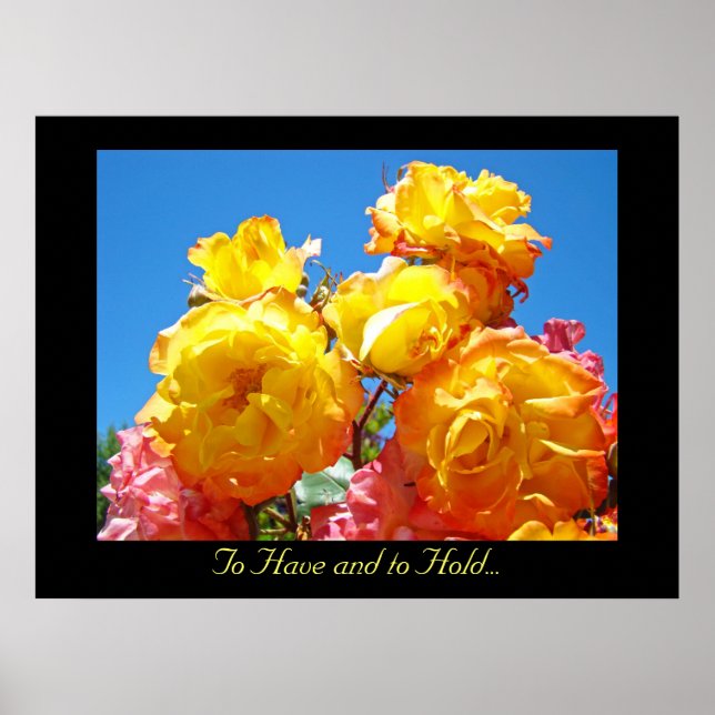 Att ha och att hålla... Rosblommor konsttryck Poster (Framsidan)
