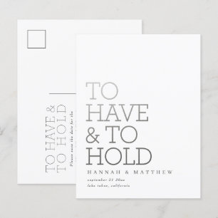 Att ha och behålla modern silver-typografi bröllop meddelande vykort