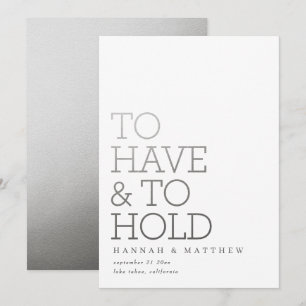 Att ha och behålla modern silver-typografi bröllop spara datumet