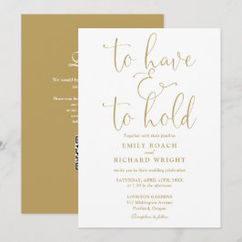 Att ha och behålla QR-koden Guld Bröllop Inbjudningar