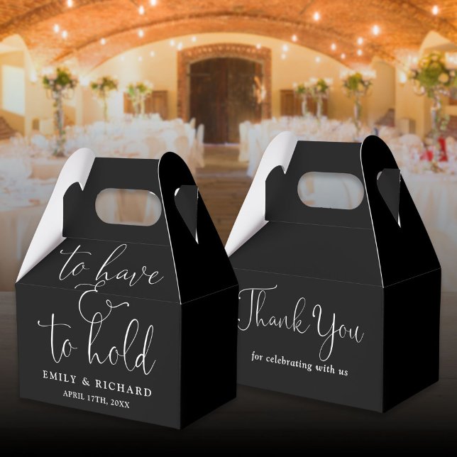 Att ha och behålla Svarta och vita Bröllop Presentaskar (To Have And To Hold Black And White Wedding Favor Boxes)