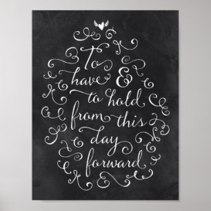 Att ha och hålla Bröllop Vows-kalkylpanel Poster