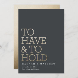 Att ha och hålla modern guld typografi bröllop spara datumet