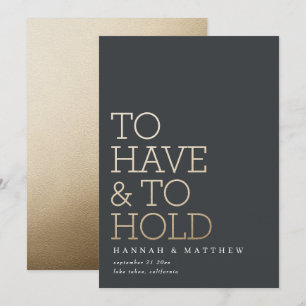 Att ha och hålla modern guld typografi bröllop spara datumet