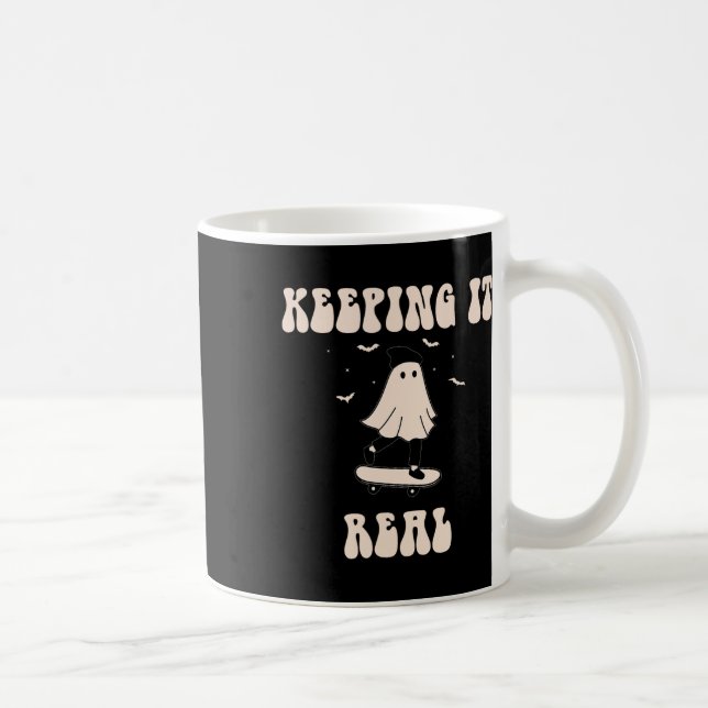 Att Hålla Det Riktigt Spök Skateboard För Hallowee Kaffemugg (Höger)